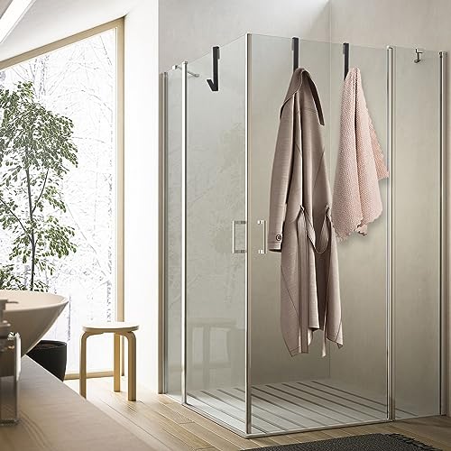 7 Inch Frameless Shower Door Hooks, Heavy Duty Stainless Steel Over the Door Towel Hooks for Glass Shower Door, No Drill Bathroom Robe Hooks, 4 Pack - size: 7 Inch