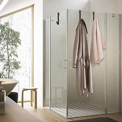 7 Inch Frameless Shower Door Hooks, Heavy Duty Stainless Steel Over the Door Towel Hooks for Glass Shower Door, No Drill Bathroom Robe Hooks, 4 Pack - size: 7 Inch