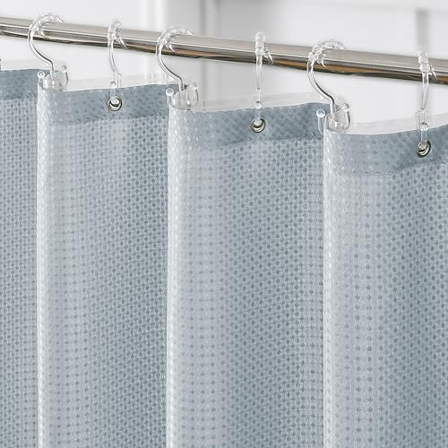 QiyI 3 in 1 Waffle Shower Curtain Set with Liner, Fog Blue, 72 x 72 | Shower Curtain and Liner Set with Hooks, Waterproof Bathroom Curtain with PEVA Liner & 12 Double Sided Clear Plastic Rings - color: Fog Blue, size: 72"W x 72"L (Pack of 1)