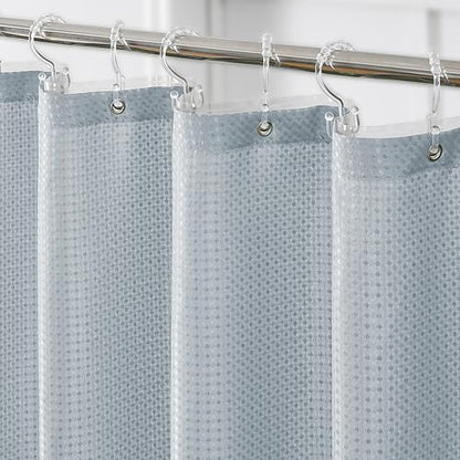 QiyI 3 in 1 Waffle Shower Curtain Set with Liner, Fog Blue, 72 x 72 | Shower Curtain and Liner Set with Hooks, Waterproof Bathroom Curtain with PEVA Liner & 12 Double Sided Clear Plastic Rings - color: Fog Blue, size: 72"W x 72"L (Pack of 1)