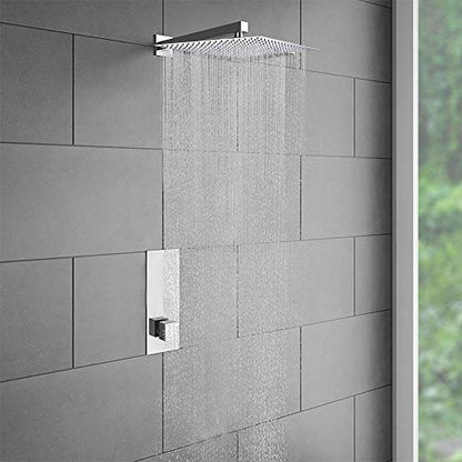 NearMoon Rain Shower Head, High Flow Stainless Steel Square Rainfall Shower, Waterfall Bath Shower Body Covering, Ceiling or Wall Mount (16 Inch, Chrome Finish) - color: Chrome Finish, size: 16 Inch Square