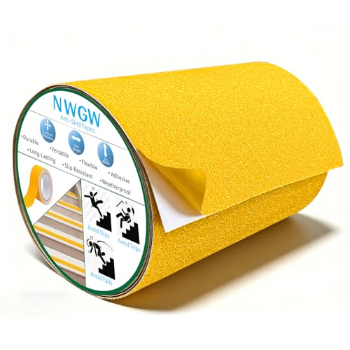Anti Slip Tape 6" x 30FT, Dark Yellow Heavy Duty Waterproof Non-Slip Safety Traction Grip Tape for Indoor Outdoor Stairs, Steps, Ramps, Walkways and Pool - color: Dark Yellow, size: 6 IN