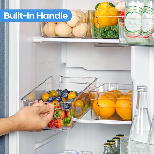 JollyPack Clear Plastic Storage Bins, 8 Pack | Pantry Organizers, Storage with Handles, Clear Storage Containers,Great for Fridge, Kitchen, Bathroom and Office - size: 8pack 12.5"Lx 6.4"W x 3.35" H
