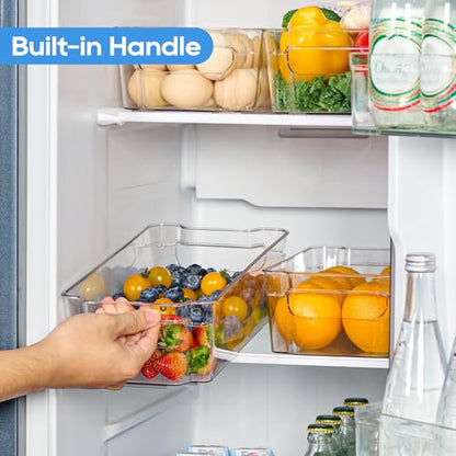 JollyPack Clear Plastic Storage Bins, 8 Pack | Pantry Organizers, Storage with Handles, Clear Storage Containers,Great for Fridge, Kitchen, Bathroom and Office - size: 8pack 12.5"Lx 6.4"W x 3.35" H