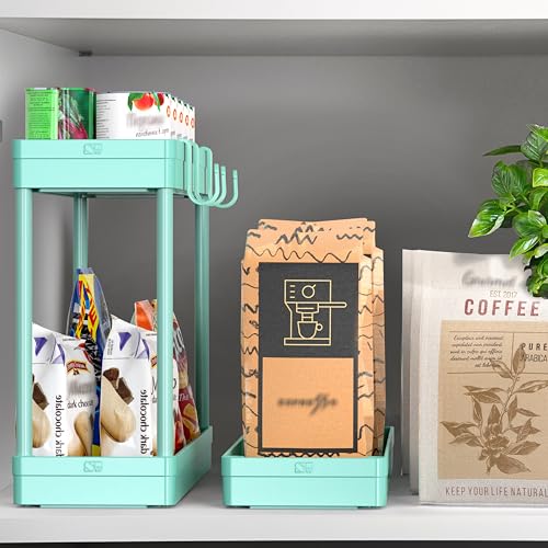 Simple Houseware 3-Tier Slim Rolling Cart w/Handle 5.5" Wx27.5 H, Turquoise | Storage Cart for Narrow Space (5.5-Inch Wide) Kitchen, Bathroom, Laundry Room - color: Turquoise