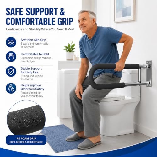 Handicap Grab Bars Rails 30 Inch Toilet Handrails Bathroom Safety Bar Hand Support Rail Handicapped Handrail Accessories for Seniors Elderly (30inch) - size: 30inch