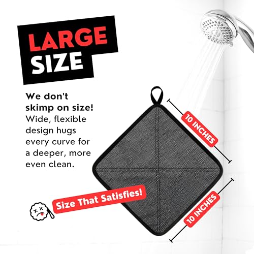 Double-Sided Exfoliating Washcloth, Body Scrubber for Shower, Hand Pocket | Rough & Soft Texture, Fast Drying, Deep Clean, Smooth Skin, Men or Women, 2 Count Pack, Bye Bye Loofah