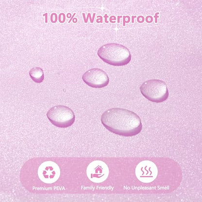 Seenus Dreamy Pink Glitter PEVA Shower Stall Curtain 48 x 72 inch, Waterproof Plastic Sparkle Shower Curtain Liner with Large Magnets, Blingbling Shimmery Bathroom Shower Curtain Rose Pink - color: Glitter Pink, size: 48"W x 72"L (Pack of 1)