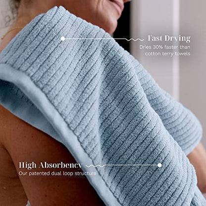 Luxury Performance 4-Piece Hand Towel Set | Patented Quick-Dry Tech | Ultra Soft | 16" W x 30" L | Surf - color: Surf, size: 4 Hand Towels