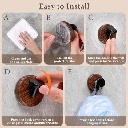 LAYUKI Suction Cup and Adhesive Tape Double Locking Hook,Wall Hook,Towel Hook, Shower Hook,for Bathroom,Kitchen,Loofah, Towel,Coat,Heavy Duty,Waterproof & Rustproof,Reusable(Dot Shape, 2 Counts)