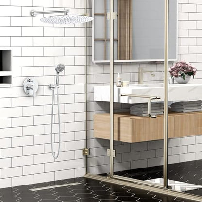 SR SUN RISE Shower Faucet - 16 Inch Multifunctional High Pressure Shower Head System with Handheld Shower Head Fixtures - Valve Included - Polished Chrome - color: Polished Chrome, size: 16 Inch