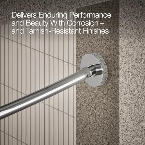 KOHLER K-9351-S Expanse Curved Shower Rod, Contemporary Design, Adjustable Fit 60-76", Polished Stainless - color: Polished Stainless