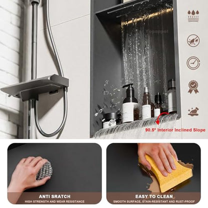 Bathroom Shower Niche, Insert Storage Shower Shelf for Wall, Stainless Steel Wall Alcove Shelf No Tiled Recessed Niche Shower for Storage(70cmx28cmx12.5cm) - size: 70cmx28cmx12.5cm