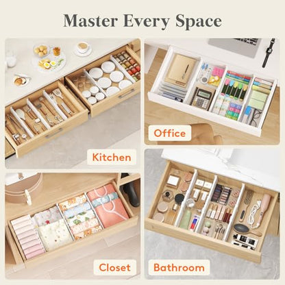 Lifewit 3.2" High Drawer Dividers for Clothes, Adjustable Drawer Organizers | 10.5"-16.5" Expandable Plastic Separator for Dresser, Kitchen, Cabinet, Closet, Nursery, Socks & Underwear Storage, 4 Pack - size: 3.2"H, 10.5-16.5"L