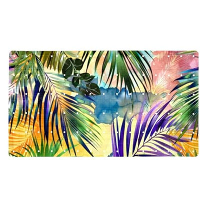 Watercolor Seamless Tropical Leaves Pattern Bath Tub and Shower Mats, Non Slip Bathmat with Drain Holes and Suction Cups for Bathroom Floor, 15.1 x 26.8 Inch - color: Multi 08