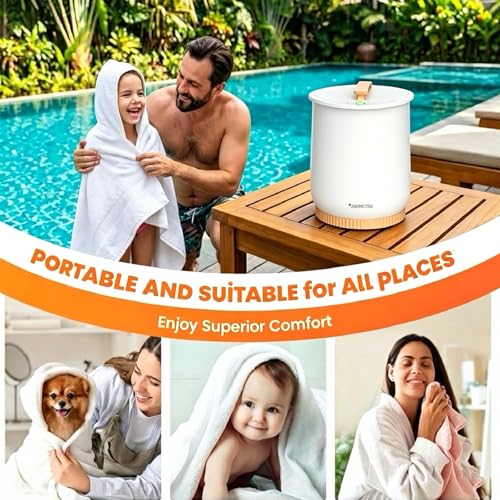 Luxury Bucket Towel Warmer for Bathroom, Large, Auto Shut Off | Large 20L capacity fits 2 oversized 40"x70" towels, 1-min rapid heating, auto shut-off safety, luxury spa experience at home