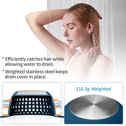 Aluvor Shower Drain Hair Catcher Bathtub Drain Cover Sink Drain Protector | Bathroom Sink & Bathtub Drain Strainer for Pop-Up & Regular Drains, Silver Navy Blue - color: Silver Navy Blue