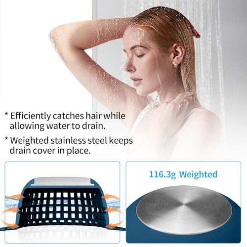 Aluvor Shower Drain Hair Catcher Bathtub Drain Cover Sink Drain Protector | Bathroom Sink & Bathtub Drain Strainer for Pop-Up & Regular Drains, Navy Blue - color: Navy Blue