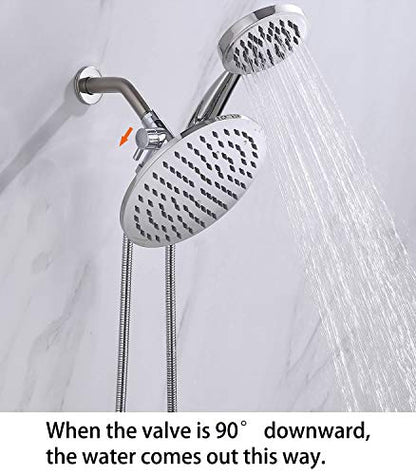 G-Promise Solid Metal Shower Head Diverter with Holder 3-Way | Spray Separately or Both, Adjustable-Angle Bracket, Anti-Leak, Smooth Knob Switch, Easy Install, Universal Replacement Part - color: Polished Chrome