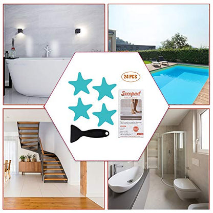 Secopad Anti Slip Shower Stickers Safety Bathtub Strips Adhesive Decals with Premium Scraper (Blue) - color: Blue