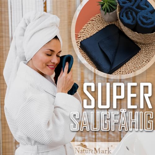 Set of 10 Washcloths Made of 100% Cotton - Soft and Absorbent Face and Hand Towels - Practical for Bathroom and Kitchen - 12 x 12 in (Navy Blue) - color: Navy Blue