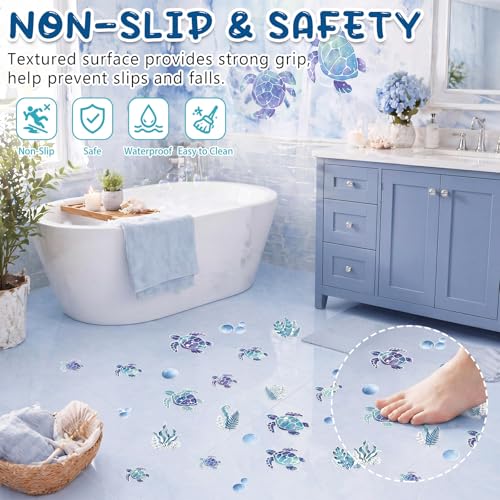 Fullhawl 30 Pcs Turtle Non Slip Bathtub Stickers Turtle Anti Slip Shower Stickers Shower Floor Nonslip Sticker Applique Adhesive Decals Treads with Scraper for Bathtub Bathroom Floor - style: Turtle