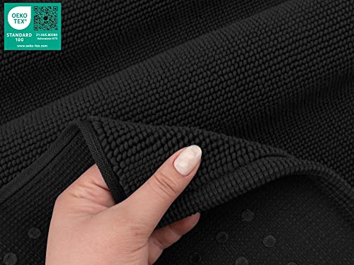 American Soft Linen Bath Rug, 20 in 34 in 100% Cotton Bath Mats Rugs for Bathroom, Slip Reducer Washable Shaggy Form Area Rugs, Black Bath Rug - color: Black, style: 20x34" Cotton Bath Mat