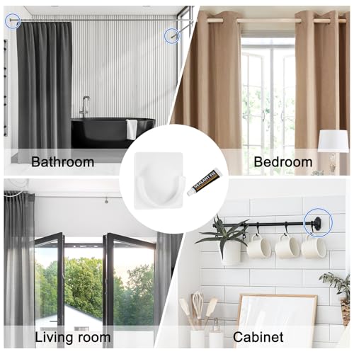 uxcell 2 Pack Shower Rod Holder, 1.61 Inch Adhesive Shower Curtain Rod Holder No Drilling Shower Rod Holders with Glue for Bathroom Bedroom, White(Rod Not Included) - size: 1.61 Inch