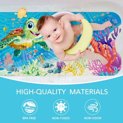 SHUCHING Baby Bath Mat for Tub Non Slip-40x16 Inch, Sea Turtle | Bathtub Mat for Kids & Toddler Mold Free, Long Shower Mat for Inside Shower with Suction Cup, Machine Washable - color: Sea Turtle