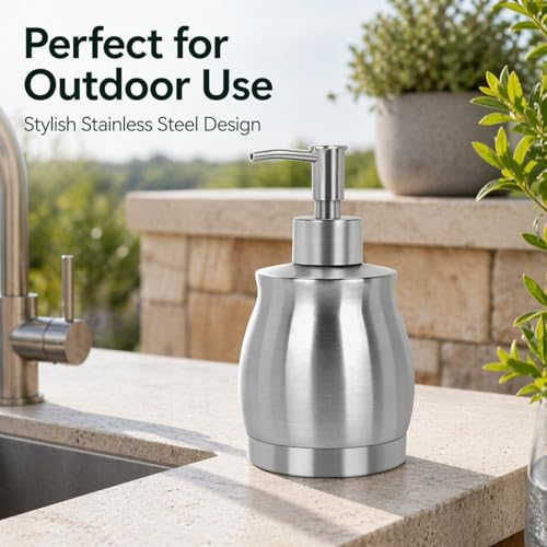 Stainless Steel Countertop Soap Dispenser Liquid Bottle and Pump, Suitable for Various Places Such as Kitchen and Bathroom (Brushed Nickel, 390 ml/13 oz) - color: Silver, size: 390ml