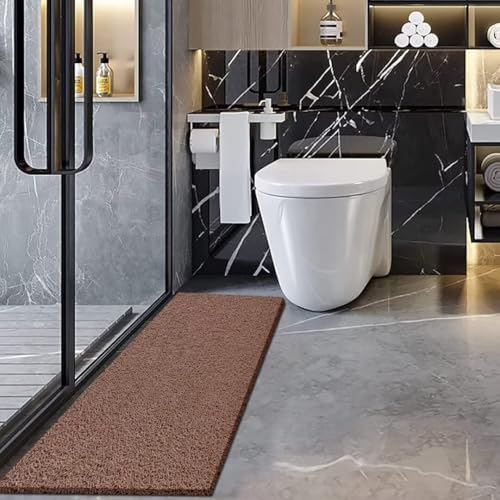 godehone Shower Mats Non Slip Without Suction Cups, PVC Loofah Bathroom Mats, Loofah Mats for Shower and Bathroom, Quick Drying, 17.1× 59 Inch, Brown - color: Brown, size: 59" x 17.1" (Rectangular)