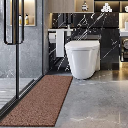 godehone Shower Mats Non Slip Without Suction Cups, PVC Loofah Bathroom Mats, Loofah Mats for Shower and Bathroom, Quick Drying, 17.1× 59 Inch, Brown - color: Brown, size: 59" x 17.1" (Rectangular)