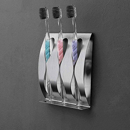 Stainless Steel Wall Mount Bathroom Toothbrush Holder, Bathroom Cabinet Organizer Accessories, 1 Toothbrush with 3M Self-Adhesive + 1 Toothpaste Holder Dispenser, Razor Holder