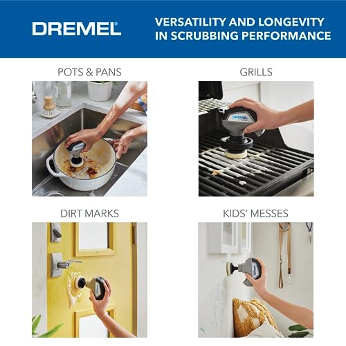 Dremel Versa Power Scrubber Kit with 5 Scrub Daddy Cleaning Sponge Pads - Waterproof Cordless Electric Spin Scrubber, High Speed, Multi-Surface Cleaning for Kitchen, Household, and Bathroom, PC10-07 | 5 Scrub Daddy Cleaning Sponge Pads, Waterproof Cordles