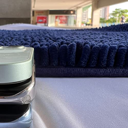 Non Slip Washable 2 Piece Extra Absorbent Shaggy Chenille Bathroom Rugs and Mats Sets, Soft & Dry Bath Rug/Mat Sets for Bathroom Washable Carpets Set Navy Blue Blue - color: Navy Blue