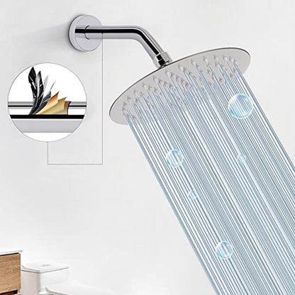 Shower Arm with Flange and Teflon Tape, Wall Mounted Shower Pipe 304 Stainless Steel Extension Arm for Fixed Shower Head & Handheld (6 Inch, Chrome) - color: Chrome, style: 6 Inch