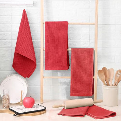 Homaxy 100% Cotton Waffle Weave Kitchen Towels, 15-Pack, Brick Red | Ultra Soft Absorbent Dish Towels, Quick Drying Cleaning Towels, 13 x 28 Inches - color: Brick Red, size: 13 x 28 - 15 Pack