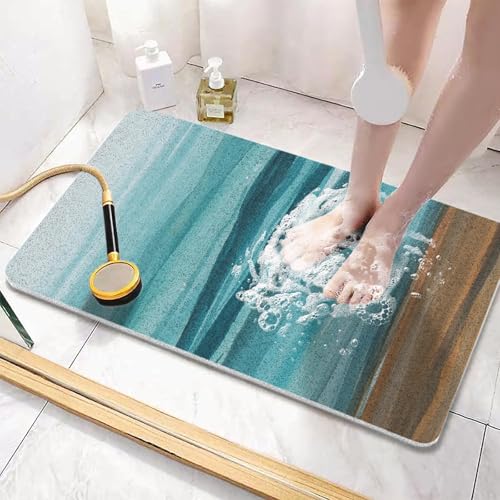 Upgraded Shower Mat Bathtub Mat Non Slip, 32x18 Inch, No Suction Cup Soft Textured PVC Loofah Tub Mat for Wet Area, Quick Drying - color: Brown Green, size: 32" x 18" (Rectangular)