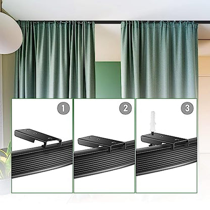 TOKPLNU Ceiling Mount Bracket for Flexible Bendable Curtain Track, Black Curved Curtain Rail Ceiling Mounting Hardware, 10 Pack - color: Black, size: 10Pcs Ceiling Mount Bracket