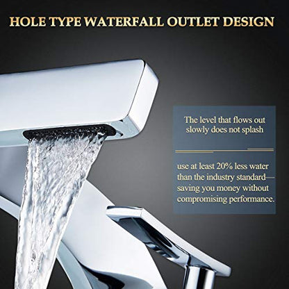 becola Chrome Bathroom Sink Faucet, Single Hole Faucet for Bathroom Sink, Solid Brass Single Handle Lavatory Vanity Sink Faucet with Two US Standard 3/8" Hoses - color: Chrome