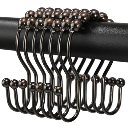 Shower Curtain Hooks, OEH Shower Curtain Rings, Bronze Shower Curtain Hooks Rust Proof, Smooth Gliding Metal Shower Curtain Rings Rust Proof, Double Shower Hooks for Shower Curtain, 12 Pcs, Bronze - color: Bronze, size: Classic Double Hooks