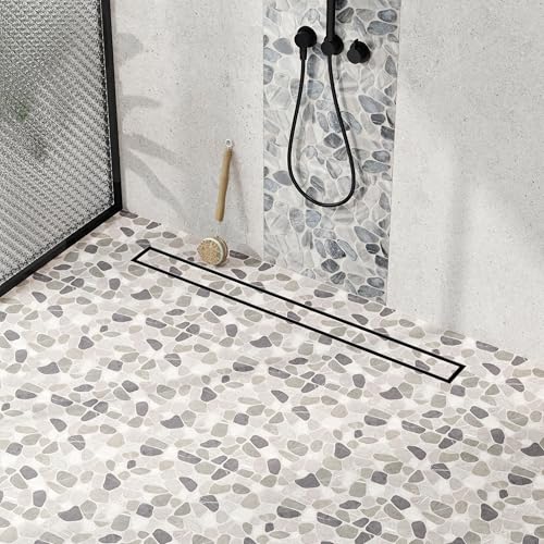 Neodrain 30-Inch Linear Shower Drain-Matte Black,with Tile Insert Grate | 304 Stainless Steel, Fast Drainage, Rectangle Shower Floor Drain with Leveling Feet & Hair Strainer, Fits Bathroom, Balcony - color: Matte Black, size: 30 IN