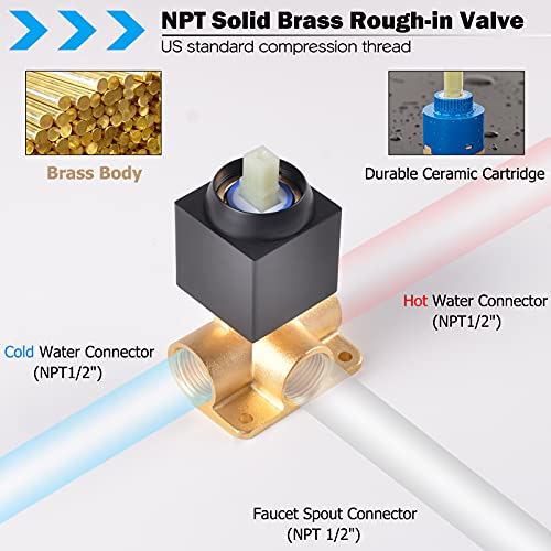 Matte Black Waterfall Faucet Wall Mount,Brass Bathroom Waterfall Tub Faucet,Wall Mounted Bathtub Filler Tap,KHBPB01U - color: Matte Black, size: 1 Handle Style A