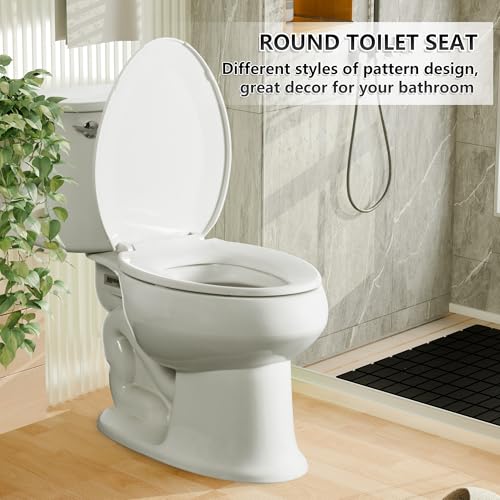 Angol Shiold Elongated Toilet Seat - Slow Close Hinges, Ergonomic Design with Grip-Tight Bumpers, Safe Easy-Clean PP Material (White, 18.5" Elongated) - color: White, size: Elongated 18.5‘’