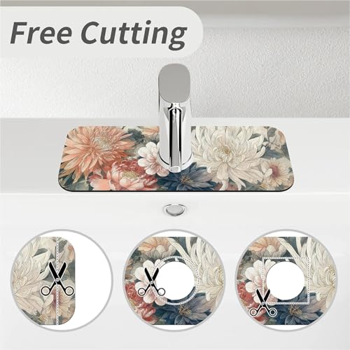Kitchen Sink Splash Guard，Array of flowers-1 Faucet Mat Sink Gadgets-Super Absorbent Fast Drying Mat Drip Catcher for Kitchen, Bathroom,Sink Mat, Dish Drying Mat, Bathroom(15" X 5.5" ) - color: Array of flowers-1