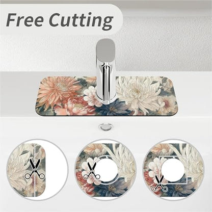 Kitchen Sink Splash Guard，Array of flowers-1 Faucet Mat Sink Gadgets-Super Absorbent Fast Drying Mat Drip Catcher for Kitchen, Bathroom,Sink Mat, Dish Drying Mat, Bathroom(15" X 5.5" ) - color: Array of flowers-1