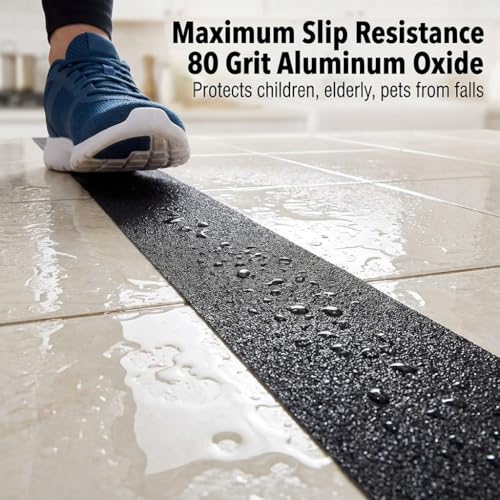 Black Anti Slip Tape 2 Inch x 33 Ft, Heavy Duty Non Skid Grip Tape for Stairs Outdoor Steps Ramps Decks, Waterproof Traction Tape for Indoor Bathroom Kitchen Garage Boat RV Safety - size: 2" x 33ft