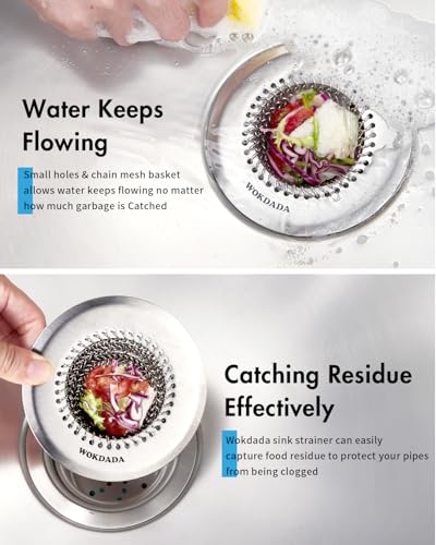 Kitchen Sink Drain Strainer Stopper,Patented Reversible Chain Mesh Basket | Kitchen Sink Accessories,Easy Clean,Fast Drainage,Rust-Proof,Odor-Blocking Seal,4.4" Large Capacity Food Catcher,Anti-Clog - color: Dark Gray Silver