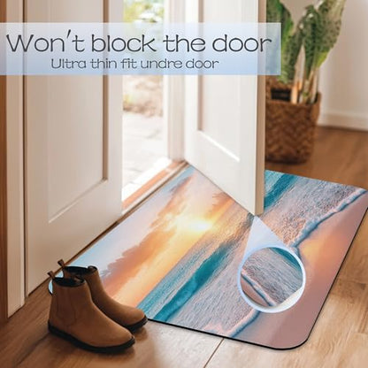 Sunset Beach Bathroom Mat, Non-Slip Rubber Backing Thin Low-Profile Bath Rug, Easy-Clean Bathroom Floor Mat for Shower, Bathtub, Kitchen, or Entryway - color: Sunset Beach