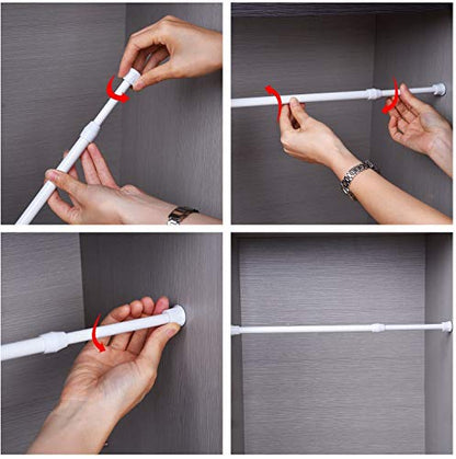 Spring Tension Curtain Rods Short Tension Rod (White,17" to 28"-3Pcs) - color: White, size: 17" to 28"-3Pcs